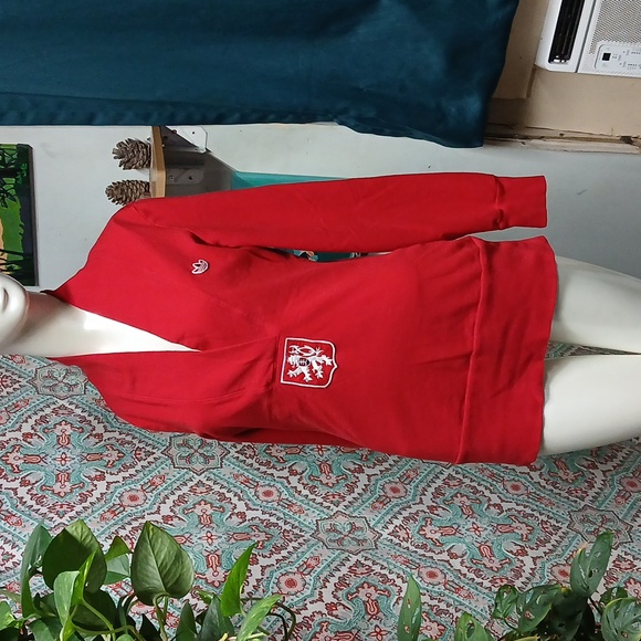 adidas Sweaters - RARE Adidas Fancy Red V-Neck Sweater, Size M